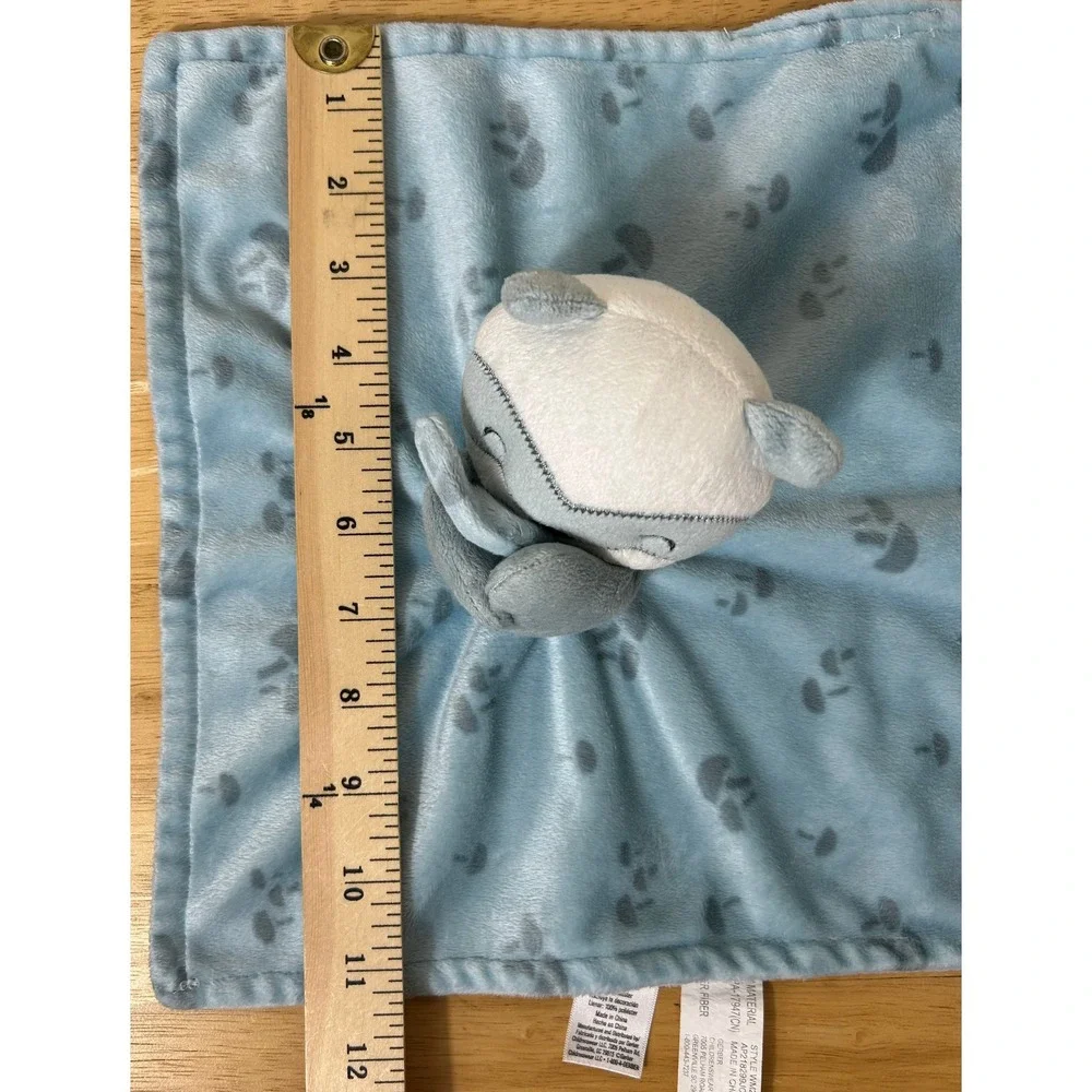 Blue Fox Lovey Raccoon Security Blanket Baby Blue Mushroom Print Modern Moments